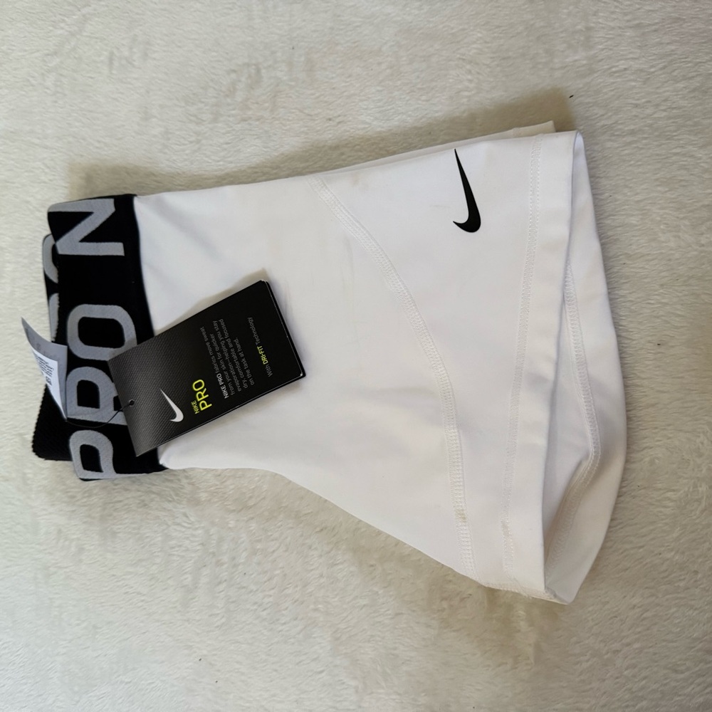 Nike Pro White and Black Athletic Shorts